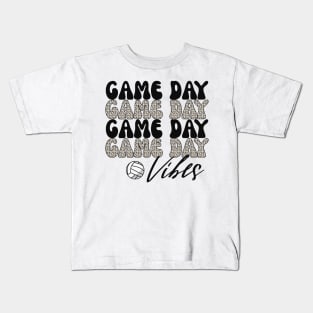 Bleached Volleyball Game Day Vibes Volleyball Mom Leopard Kids T-Shirt